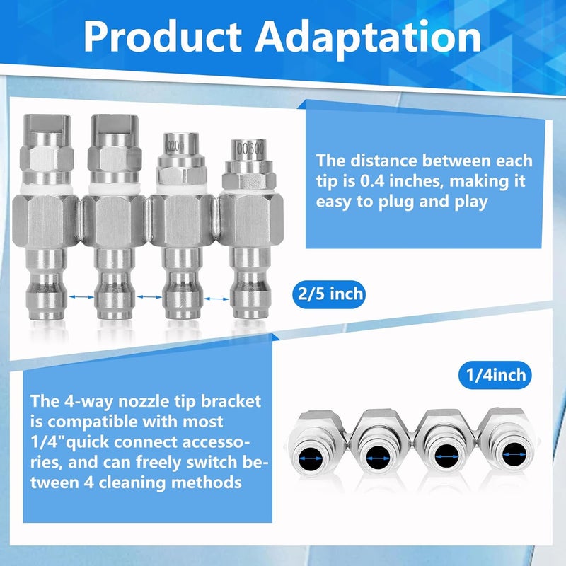 phabcf 4 Way Rod Nozzle Suitable for 7-8 GPM Rod Pressure Washer Nozzle - Image 2